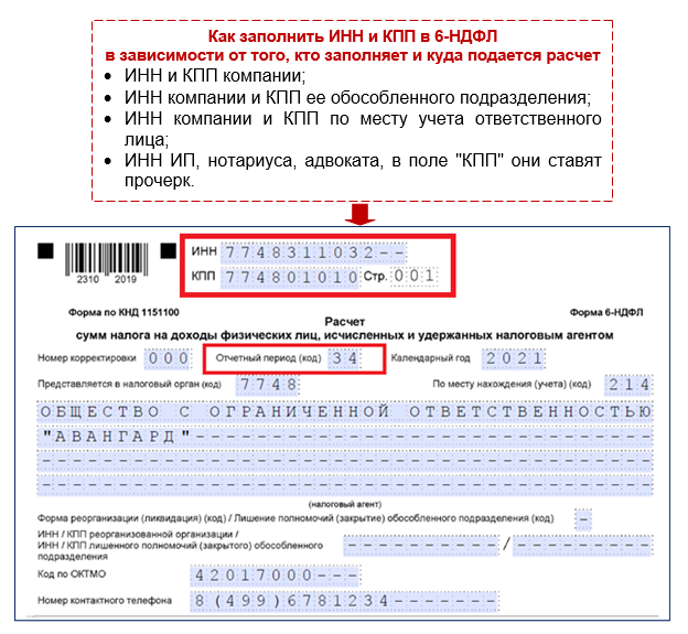 Образец заполнения 6 ндфл при закрытии обособленного подразделения титульный лист